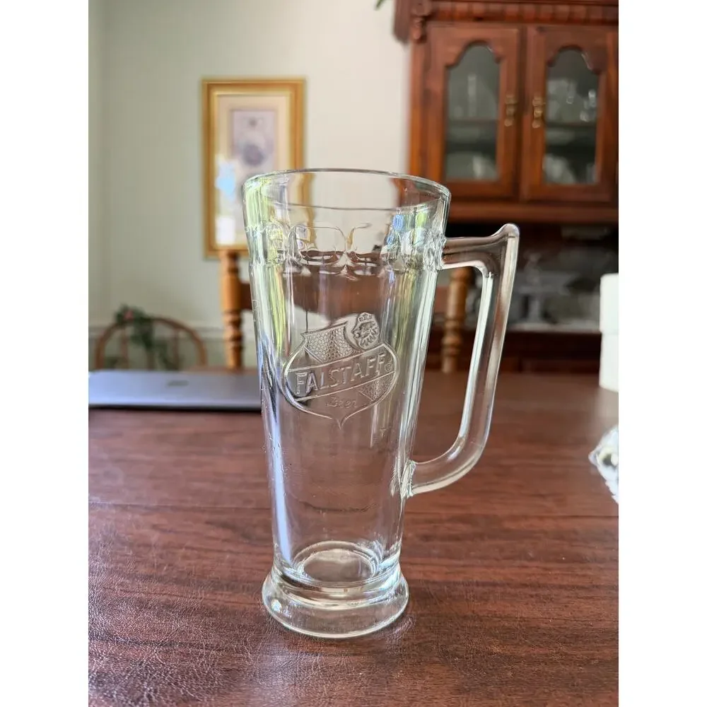 Vintage 1960's Falstaff Beer Mug Clear Glass 12 oz 7